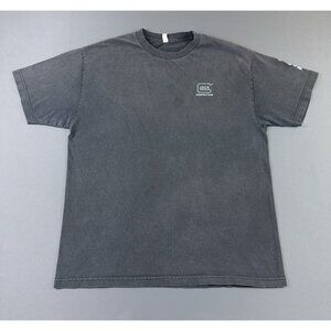 Vintage Y2K Glock Perfection Gun Firearm Black Faded Promo Shirt Large Rare Logo